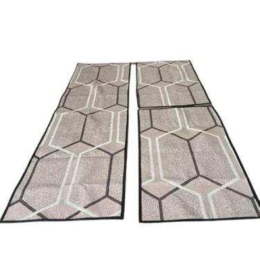 Imagem de Jogo De 3 Peças Tapete Cozinha Antiderrapante Jacquard Decoracao Impecavel Kit Tapete Cozinha(Jogo M17 Colmeia)