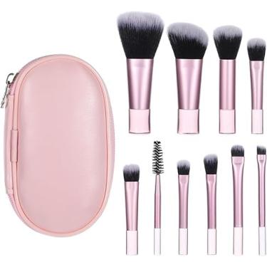 Imagem de Kit 10 Pincéis De Maquiagem Travel Size Com Estojo – Cerdas Macias Mini Pincéis Para Base Blush Sombras Corretivo
