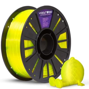 Imagem de Filamento 3D PETG HF 1.75mm Voolt3D 1kg - Alta Fluidez, Resistência e Brilho - Compatível com Todas as Impressoras 3D (Verde Limão Neon Translúcido)