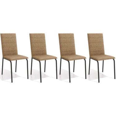 Imagem de Kit 4 Cadeiras De Cozinha Amsterdã C091prf Aço 4 Un Preto Fosco-capuccino - Kappesberg