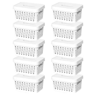 Imagem de Kit 12 Cestos Organizador Multiuso Armazenamento 2 Litros Com Tampa Ro