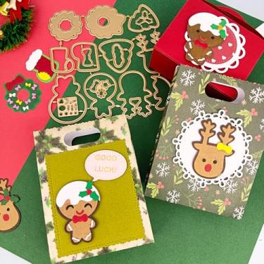 Imagem de Alinacutle Caixa de petisco de Natal, corte de metal, matrizes douradas para embalagem de presentes, artesanato de papel feito à mão, faça você mesmo, festival de aniversário, celebrar recipiente de