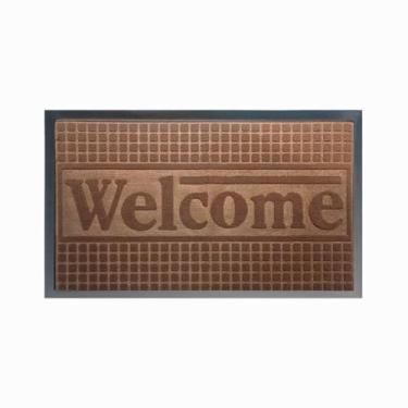 Imagem de Tapete Porta, Capacho Tapete Emborrachado Sala Banheiro Porta de Entrada Antiderrapante(45x75cm)(Welcome Marrom)