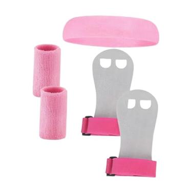 Imagem de UGPLM Conjuntos de pulseiras de ginástica com faixa de suor, faixa de cabeça, luvas, equipamentos de barra de ginástica, suporte de pulso para homens, M