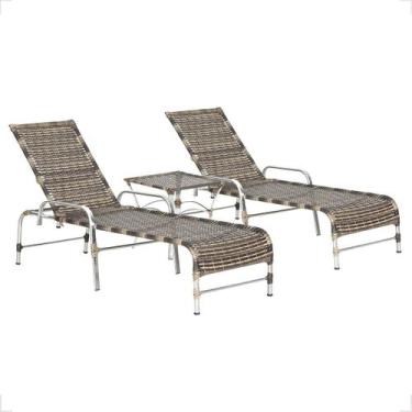 Imagem de Kit Espreguiçadeiras Catar e Mesa Garden Confortável Para Piscina Tram