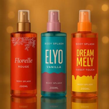 Imagem de Kit 3 Body Splash Florelle Rouge Elyo Vanilla Dream + Mely Sweet Touch