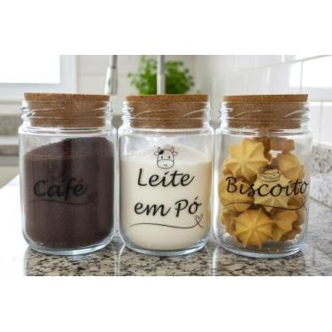 Imagem de Kit Cantinho do Café , Potes de Vidro 600ml - Arte Mix