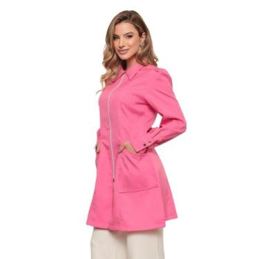 Imagem de Jaleco Feminino em Oxford Eli Zíper Manga Longa Pink - gardenia jaleco