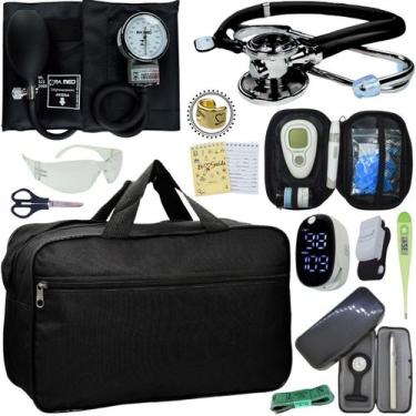 Imagem de Kit Bolsa Cores Aparelho de Pressao Esfigmomanometro Estetoscópio Medi