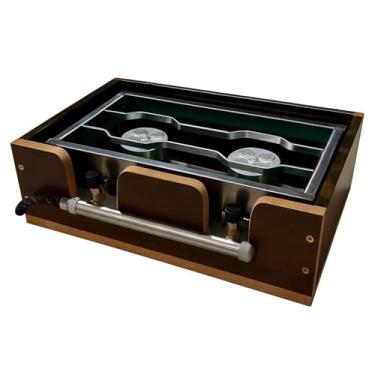 Imagem de Fogão Fogareiro Multiuso Industrial Portatil De Alta Pressão 2 Bocas Com Suporte De Madeira