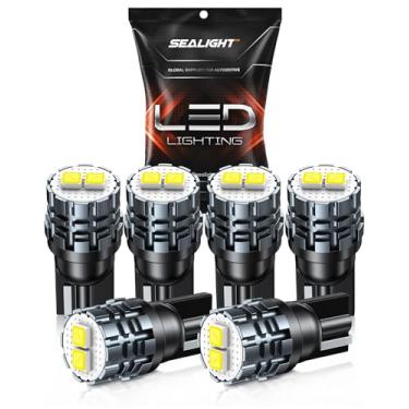 Imagem de SEALIGHT Lâmpada LED 194 6000K Luz de placa de licença branca, 168 W5W 2825 T10 lâmpadas de substituição para cúpula mapa porta cortesia luzes de painel, pacote com 6
