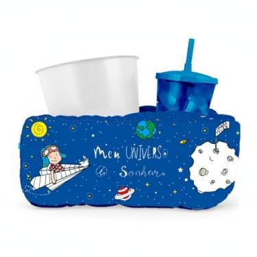 Imagem de Almofada para Pipoca Individual Kids - Meu Universo | Bandeja Infantil com Copo e Balde | Conforto e Diversão para Filmes e Lanches