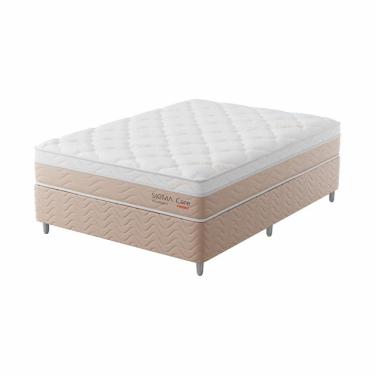Imagem de Cama Box com Colchão Viúva Sigma Care (23x128x188) Bege e Branco
