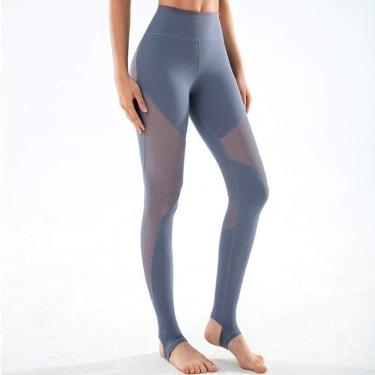 Imagem de Calças De Ioga, Leggings Femininas Para Treino, Leggings Femininas De Malha Com Patchwork, Calças Justas Para Ioga, Calças Sensuais Franzidas, Com Levantamento De Bumbum, Cal, Gray Blue, M