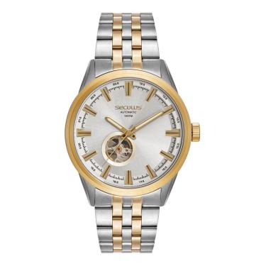 Imagem de Relógio Seculus Masculino Ref: 44329gpsvba2 Automático Open Heart Bicolor