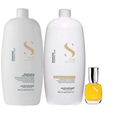 Imagem de Kit Shampoo + Condicionador Alfaparf Semi Di Lino Illuminating 1L + Ól