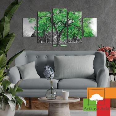Imagem de Kit 5 Placa Quadro Decorativo árvore Cor 3d Borda Infinita