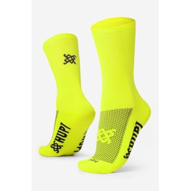 Imagem de Meia HUPI Lisa Amarelo Neon 1 Par Cano Médio Corrida Bike, Cor: Amarelo Neon, Tamanho único 36-42