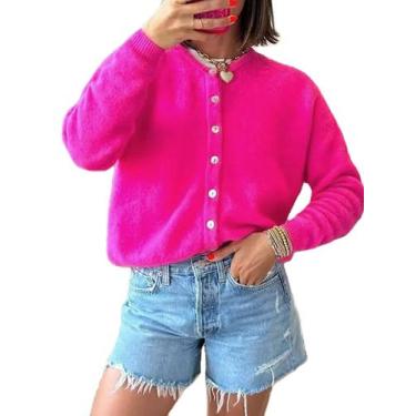 Imagem de Suéter de cardigã Bocymolay casual com botões para mulheres