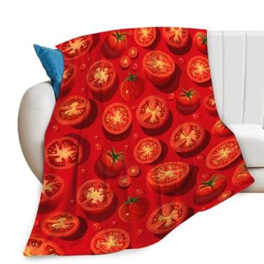 Imagem de Cobertor de tomate para mulheres e meninas, cobertor de flanela para amantes de tomate, cobertores de comida macios de lã aconchegante, presente para crianças, sofá, cama, 127 x 101 cm