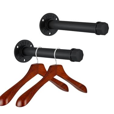 Imagem de REHOYEE Rack de pendurar para roupas industriais, 20,3 cm, cabide de metal resistente, montado na parede, barra de pendurar varões de armário pequenos (pacote com 2)