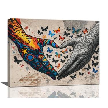 Imagem de Banksy Hands Wall Art Graffiti Street Pop Art Impressão em Tela Pintura Decoração de Parede Imagem Abstrata Gesto Decoração de Arte Presentes Emoldurados para Meninas Meninos Quarto Sala de Estar