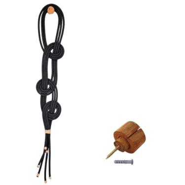 Imagem de Painel Decorativo Nó em Corda Preto Macramê Escultura de Parede Sala Quarto