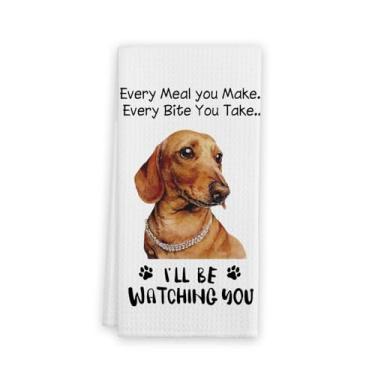 Imagem de TFKFJLF Toalhas de mão engraçadas de cachorro dachshund para cozinha, toalhas de cozinha decorativas para cães, presentes de dachshund para mulheres, todas as refeições que você faz cada mordida que