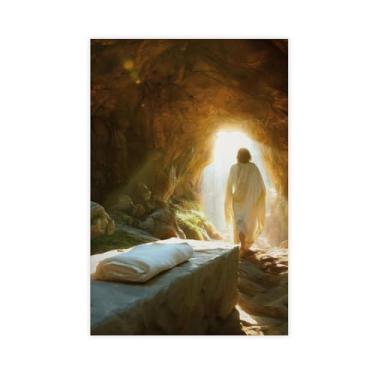 Imagem de Pôster Vitória em Jesus, Variante Voltando, Arte Cristã, Arte Jesus, Ressurreição, Tumba Vazia, Páscoa, Mão de Deus Ressuscitada Pinturas em Tela Impressões de Pôsteres para Arte de Parede