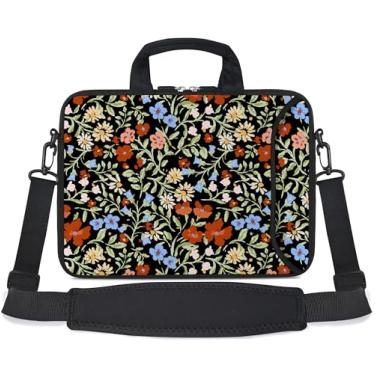 Imagem de RICHEN Bolsa carteiro bolsa de transporte com alça bolso acessório serve para notebooks/ebooks/tablet/ipad infantil (11-13,3 polegadas, flores 2)