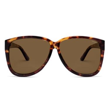 Imagem de SOJOS Óculos de sol polarizados grandes e modernos, femininos, masculinos, grandes, retrô, vintage, lágrima, piloto SJ2643, Tartaruga marrom/marrom frio, G