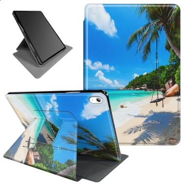 Imagem de BFSEROBJ Capa inteligente para iPad Air de 11 polegadas 2024 (M2) 360 graus rotativos com suporte para hibernar/despertar automático para iPad Air 11 polegadas, versão 2024, versão 2024 - coqueiro de