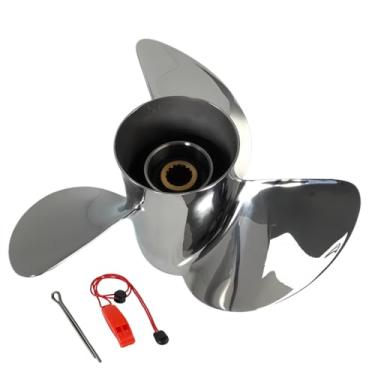 Imagem de QIKIRUO Hélice de aço inoxidável 13 1/4x17, 13 1/2x14, 13 1/2x15, 13x17, 13x19 para motores de popa Yamaha 60HP-130HP, 15 dentes-RH