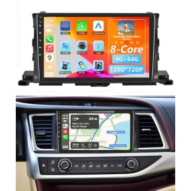 Imagem de Rádio estéreo automotivo 8Core 4G + 64G para Toyota Highlander 2014-2019 - CarPlay sem fio Android Auto | Navegação GPS WiFi 5G | Bluetooth FM/SWC | Tela sensível ao toque | Plug & Play | Câmera
