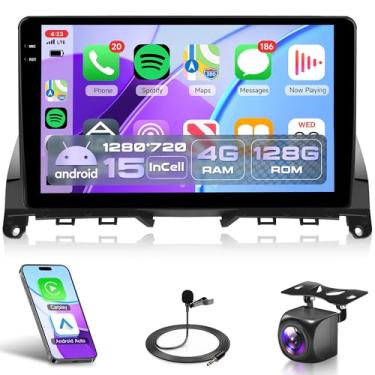 Imagem de 4G + 128G Android 15 rádio de carro estéreo sem fio Carplay Android auto para Mercedes Benz C-Class C180 C200 C230 C250 C300 C350 W204 S204 2006-2011, Rimoody 22.9 cm Touchscreen GPS WiFi BT FM Backup