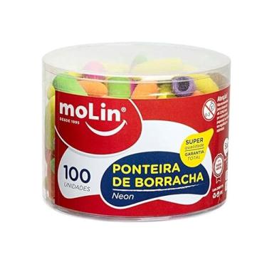 Imagem de Borracha Ponteira Neon, Pote com 100 Unidades, Molin