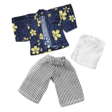 Imagem de ob11 Clothes Kimono 1/12 bjd YMY Body GSC Plain UF Clay Hand Clothes Set Dark Blue