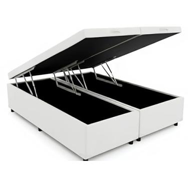Imagem de Cama Box Baú Queen Bipartido 79 Blindado Diversas Cores - (158x198x42) (Corino Branco)