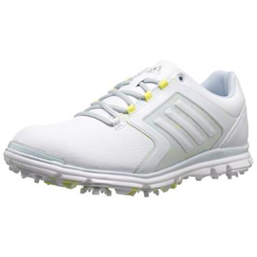 Imagem de adidas Sapato de golfe feminino Adistar Tour 6 pontas, Ftwr Branco/Azul macio tmag/Lime-tmag ensolarado, 9.5