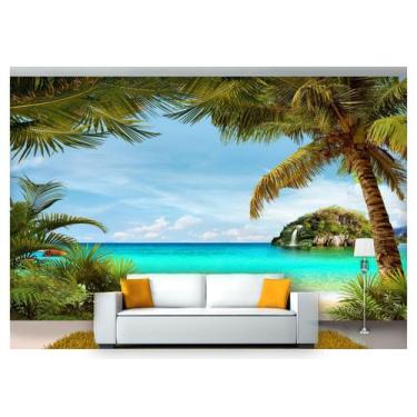 Imagem de Papel De Parede Paisagem Digital Caribe Mar 3D Dah12 - Você Decora