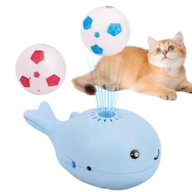 Imagem de Brinquedo de baleia flutuante para gatos, bola flutuante engraçada, brinquedo interativo para gatos, bola móvel elétrica, brinquedo de gato para ambientes internos