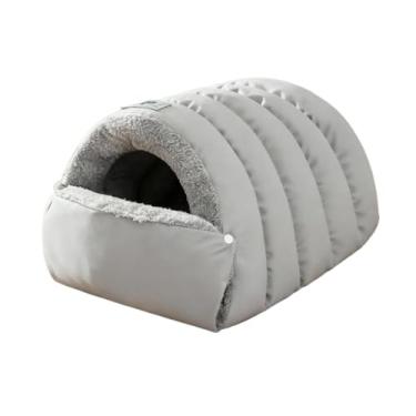 Imagem de IEUDNS Saco de dormir para gatos, cama, casinha, tenda, esconderijo para pequenos animais de estimação, gatinhos, filhotes e gatos domésticos, Gray M