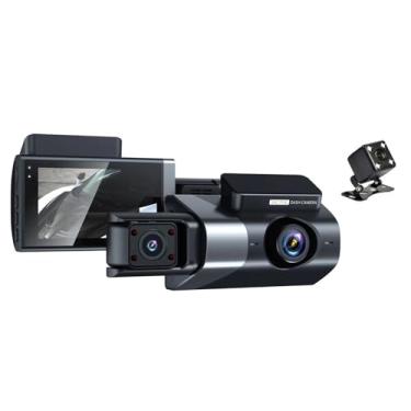 Imagem de Câmera de Dashboard Triple Camera 1080P HD Car DVR Segurança para Carro Ângulo Ultra Largo 170 Visão Noturna por Gravação em Loop 24h Monitoramento Estacionamento