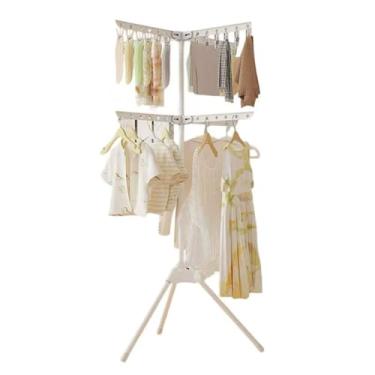 Imagem de Hhsdyl Varal de Roupas Tripé, Cabide Porta-Roupas Portátil e Dobrável, Economizador de Espaço - Varal de Roupas para Chão e Varanda,White,double layer