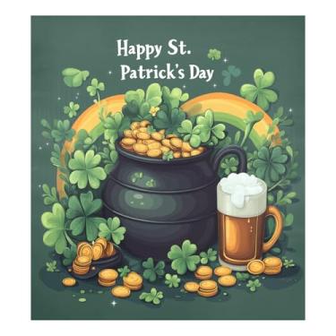 Imagem de Blueangle Dia de São Patrício Moedas de Ouro Arco-íris Capa Magnética para Lava-louças, Decoração Frontal de Lava-Louça, Decalques de Armário Doméstico, Adesivos Eletrodomésticos, 58 cm C x 66 cm