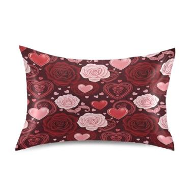 Imagem de SEHANY Capas de almofada elegantes de seda rosas para cabelo e pele, capas de almofada de cetim respiráveis macias e refrescantes com fecho de envelope, tamanho king (50,8 x 101,6 cm)