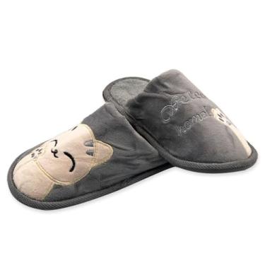 Imagem de Pantufa Gatinho Infantil Cinza Tamanho 30/31