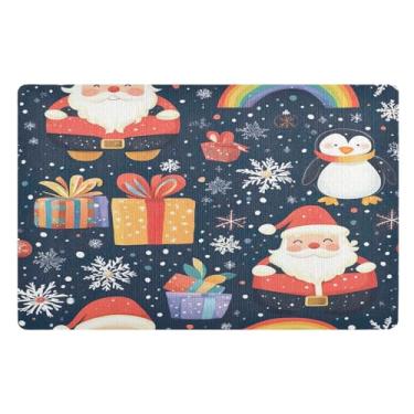 Imagem de STAYTOP Lindo tapete de porta de Papai Noel, entrada externa, 81 x 50 cm, tapete de boas-vindas ao ar livre/interno, tapetes de banho fofos, capacho frontal antiderrapante para entrada, pátio, áreas