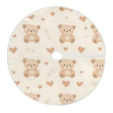 Imagem de Wassud Saia para árvore de Natal com laços seguros, tapete de árvore de Natal adorável de ursos de 90 cm para festas de ano novo, decoração de casa