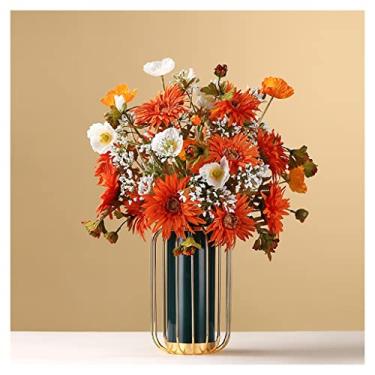 Imagem de LMJYU Flores falsas flores artificiais flores artificiais para decoração, flores de seda artificiais, buquês de flores falsas, arranjos para festa de casamento, decoração de casa, decoração de festa